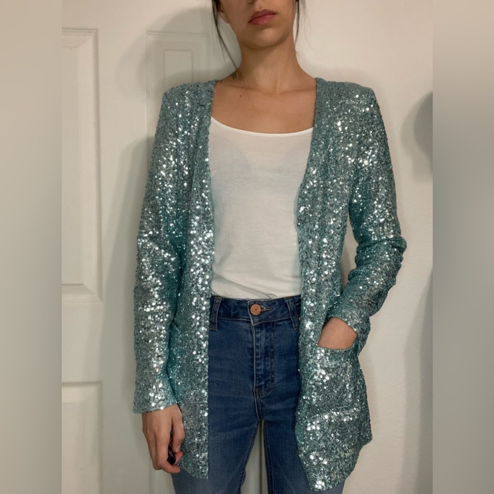 Blue Sequin Blazer